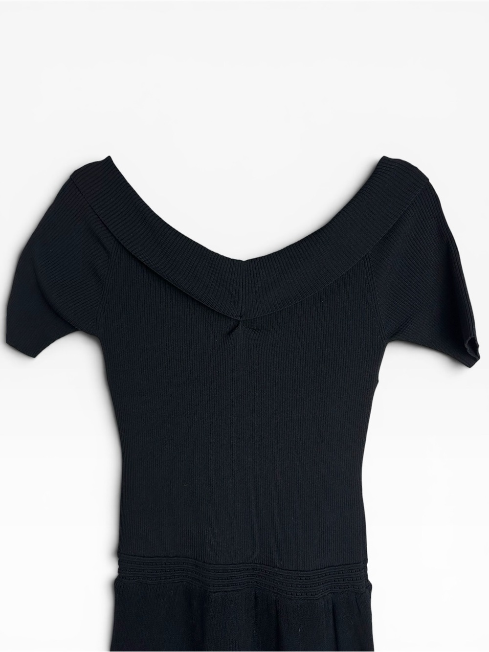 Sandro Sallie Drape Knit Off-The-Shoulder Pleated stretch Maxi Dress Black M 38 - Picture 8 of 11
